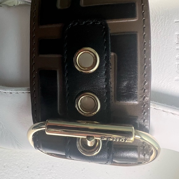 Fendi Roma White & Brown Buckle Sneakers - Picture 9 of 17